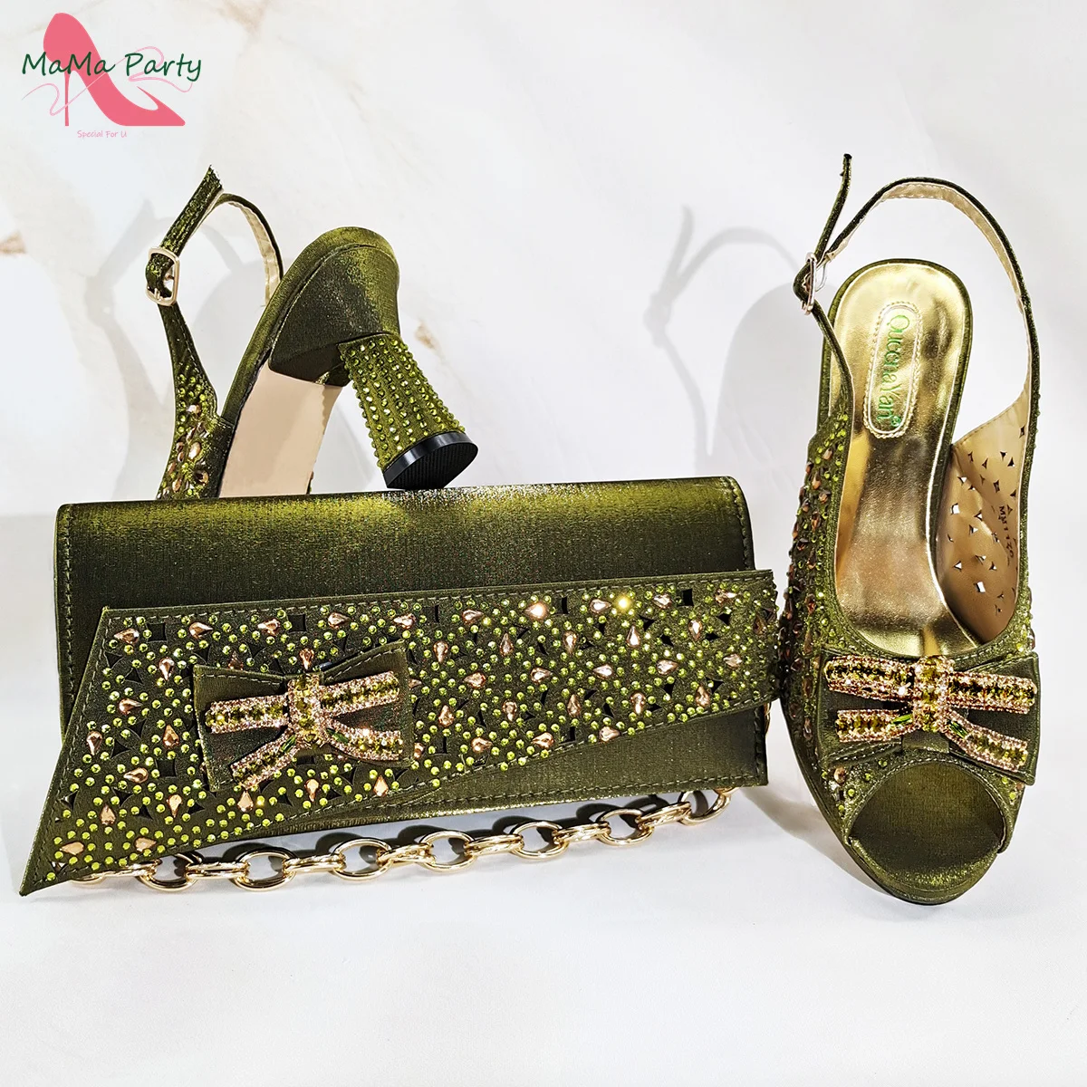 Mature New Fashion Classics Design Italian Women Shoes and Bag to Match in Orange Color Comfortable Heels for Party view 4