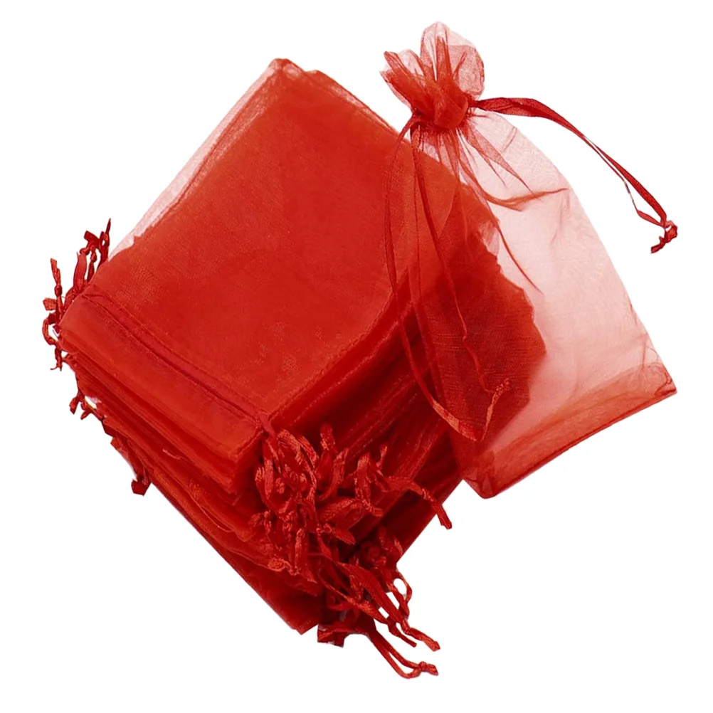 

100 Pcs Drawstring Yarn Bag Jewelry Pouch Storage Holding Wedding Wrapping Fabric Gauze