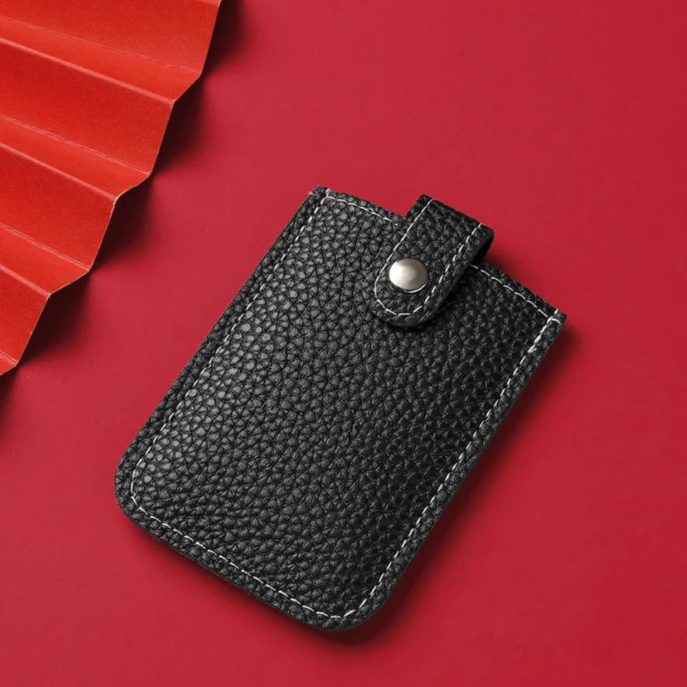 Laminated Concealed Pull-out Business Card Case 4 Card Pockets PU Leather RFID Blocking ID Card Holder Mini Wallets