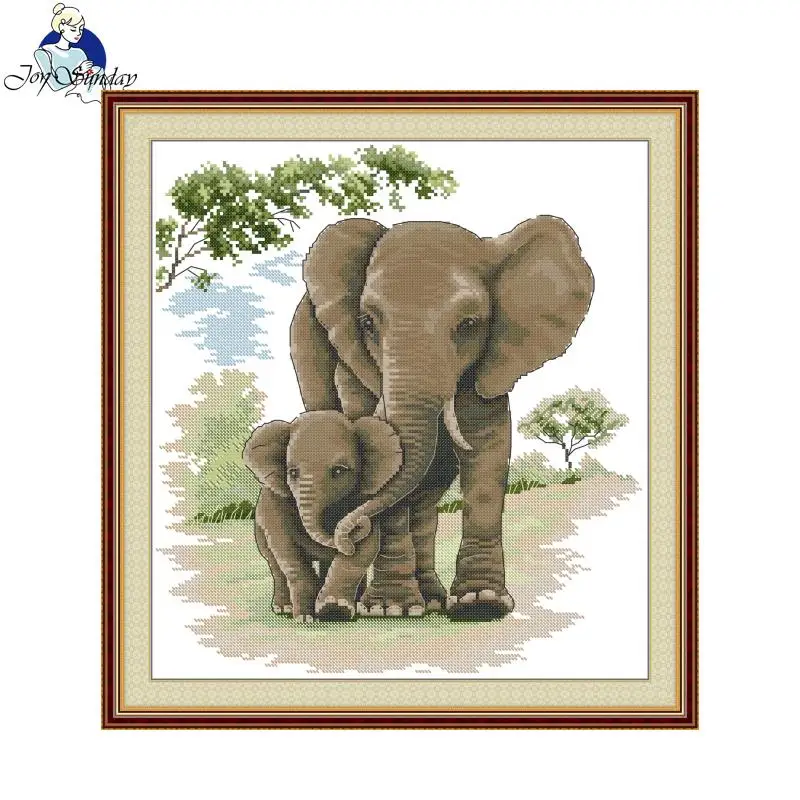 Joy Sunday elefante pittura stampa kit punto croce Aida tessuto 16CT 14CT fai da te artigianato popolare ricamo Set ricamo a mano nuovo