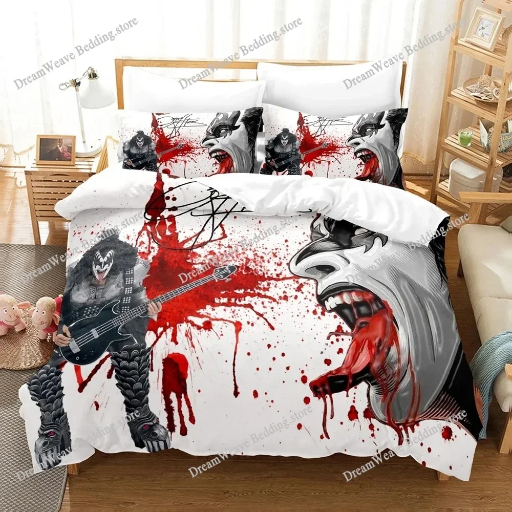 Exquisite 3D KISS Rock Band Wallpaper Anime Digital Printing Bedding Set Duvet Cover Comforter Bed Youth Kids Girl Boys Gift963