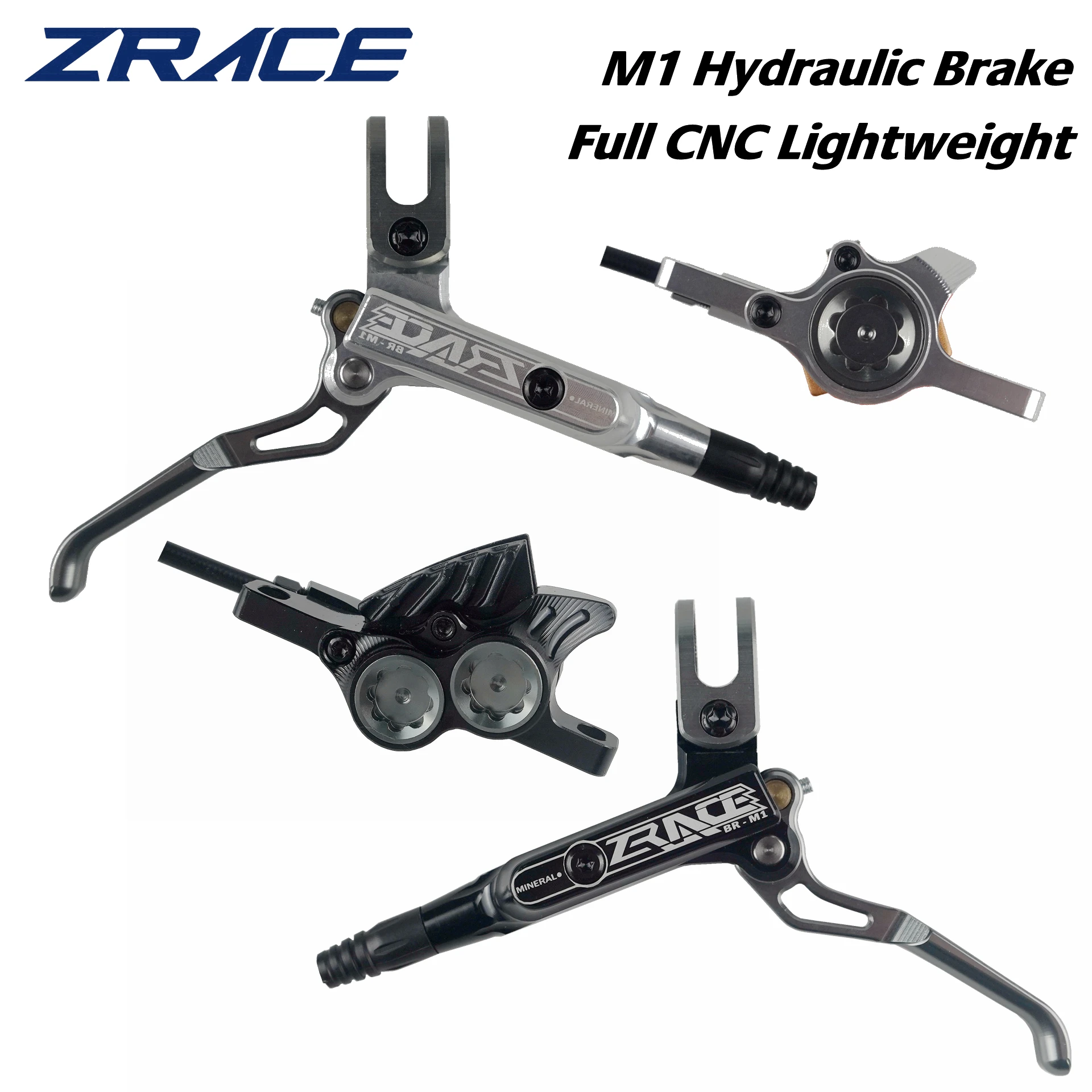 

ZRACE M1 X2 / X4 Mountain Bike Hydraulic Brake Full CNC Lightweight, MTB Oil Pressure Disc Brake Set, Front and Rear MTB Brake