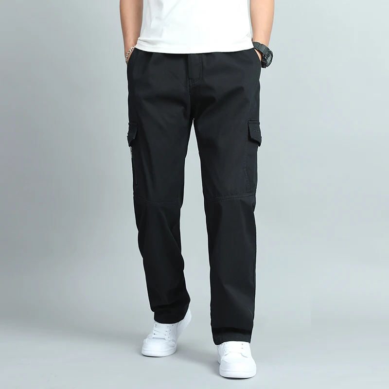 Novo verão casual escalada joggers sweatpants homem outono primavera algodão preto calças de trabalho tamanho grande 6xl calças de carga dos homens