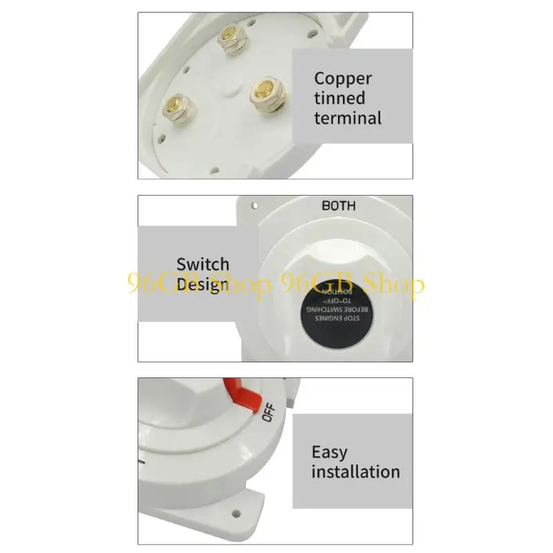 96GB Marine Grade 300A Battery Switches 3 Position Operation Plastic Body Brass Iron