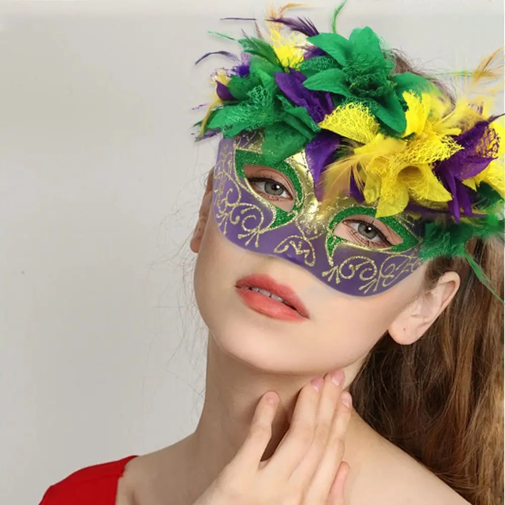 Half Face Masquerade Painted Mask Handmade Festive Brazilian Carnival Mask Plastic Party Eye Mask St.Patrick’s Day Theme