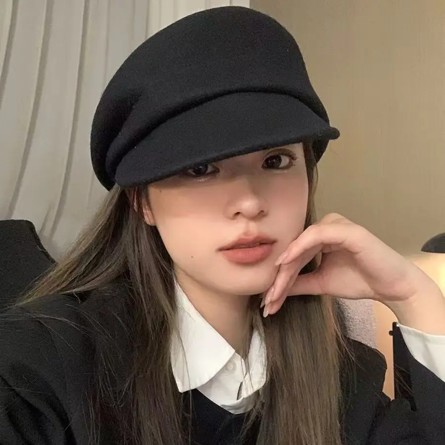 New Style Women Newsboy Hats Ladies Fashion Wool Winter Hat Sloping Brim Visor Cap Cabbie Beret Girls Paperboy Cap Ivy Hat