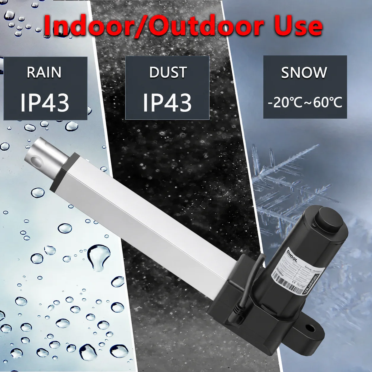 3000N New Type Linear Actuator 24V Electric Lifting Motor 50mm~1000mm Stroke 15kg~300kg Load Adjustable Telescopic Rod 25dB 60W