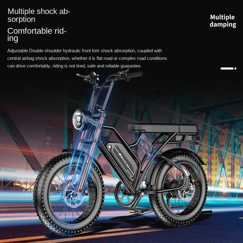 Electric Bike 400W Motor 48V/10-25AH Battery City Men & Women Electric Bike 20 Inch Tire Adjustable Variable Speed Electric Bik