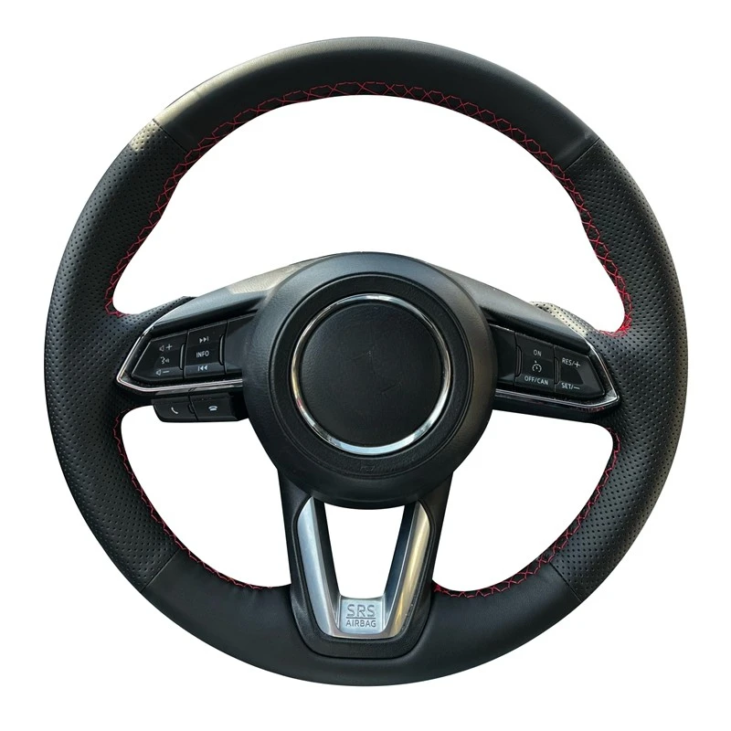 Braid Car Steering Wheel Cover Anti-Slip Black Anti-Slip Leather For Mazda 3 Axela Mazda 6 Atenza CX-3 CX-5 CX-9 Car Accessories