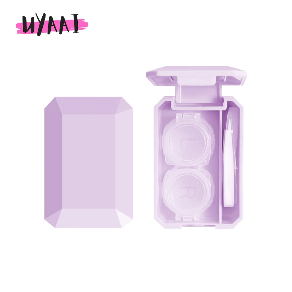 UYAAI Purple Contact Lenses Container Companion Box Contact Lenses Case For Travel Fashion Mirror Lenses Case Pink Case