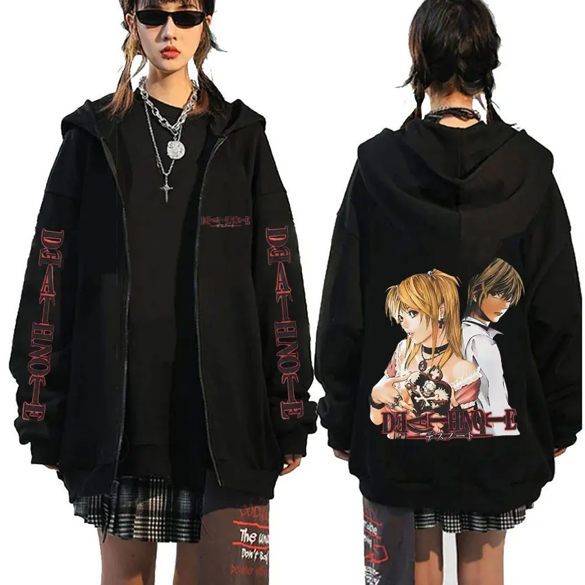 

Anime Death Note MisaMisa & Yagami Light Zipper Hoodie Men Women Fashion Oversized Jacket Coat Male Cartoon Manga Zip Up Hoodies