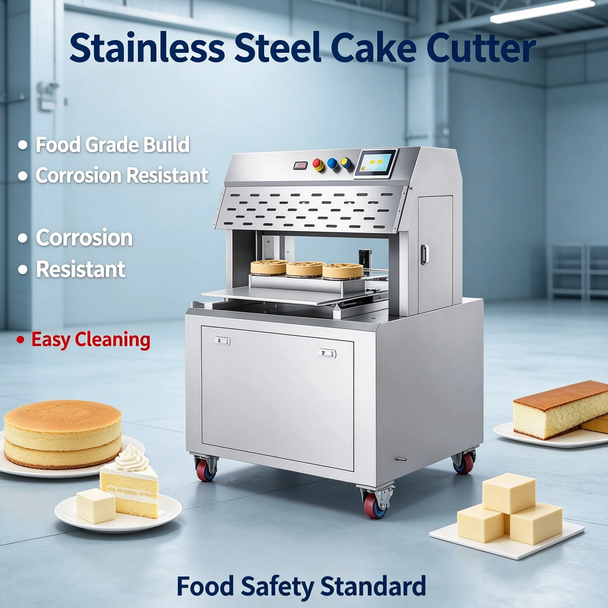 Adjustable Tray Cake Cutting Machine Automatic Slicing Equipment For Different Size Pastry Cutting Custom