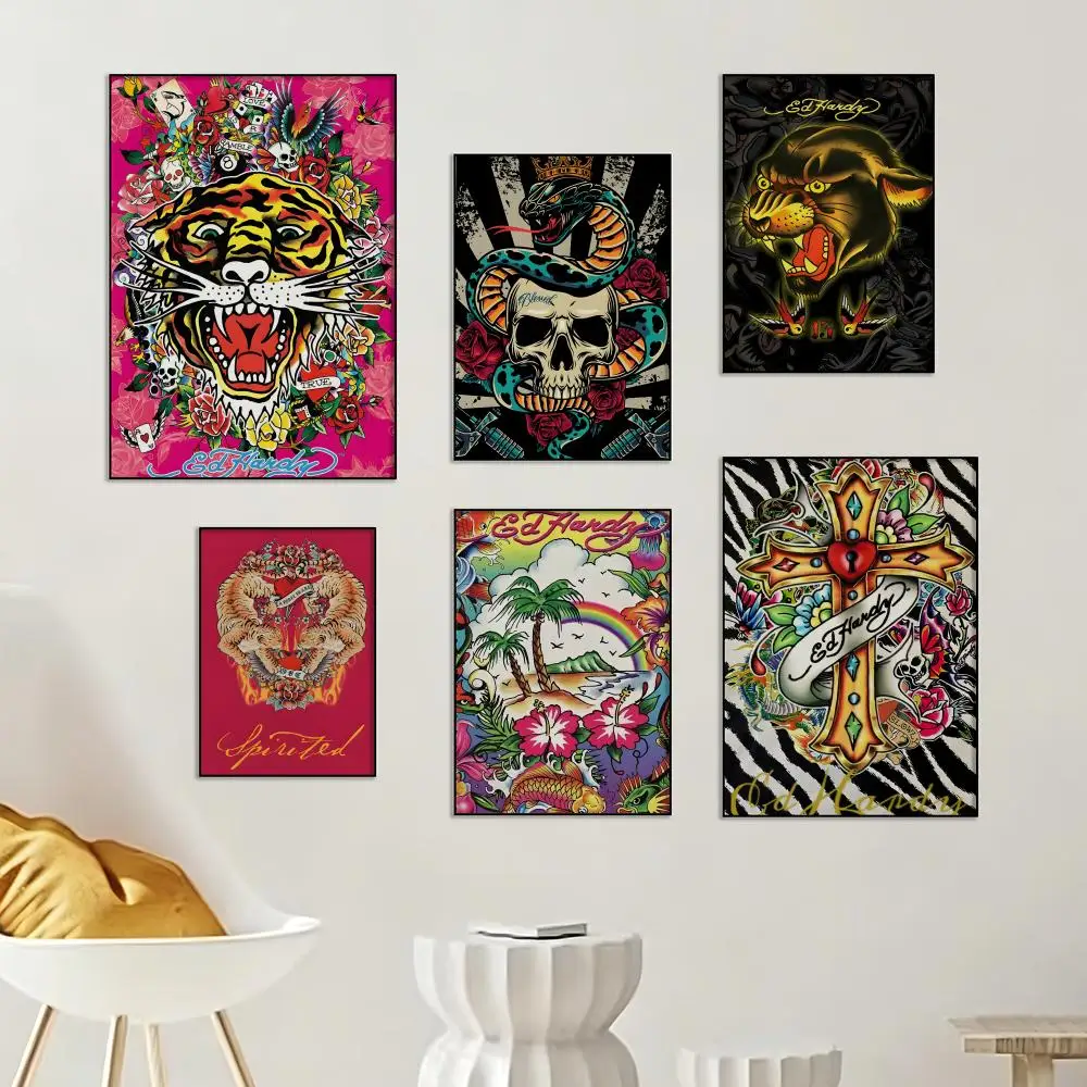 Brand E-Ed H-Hardy Poster Painting Wall Art Home Decoration Print for Living Room Decor Game Room hot