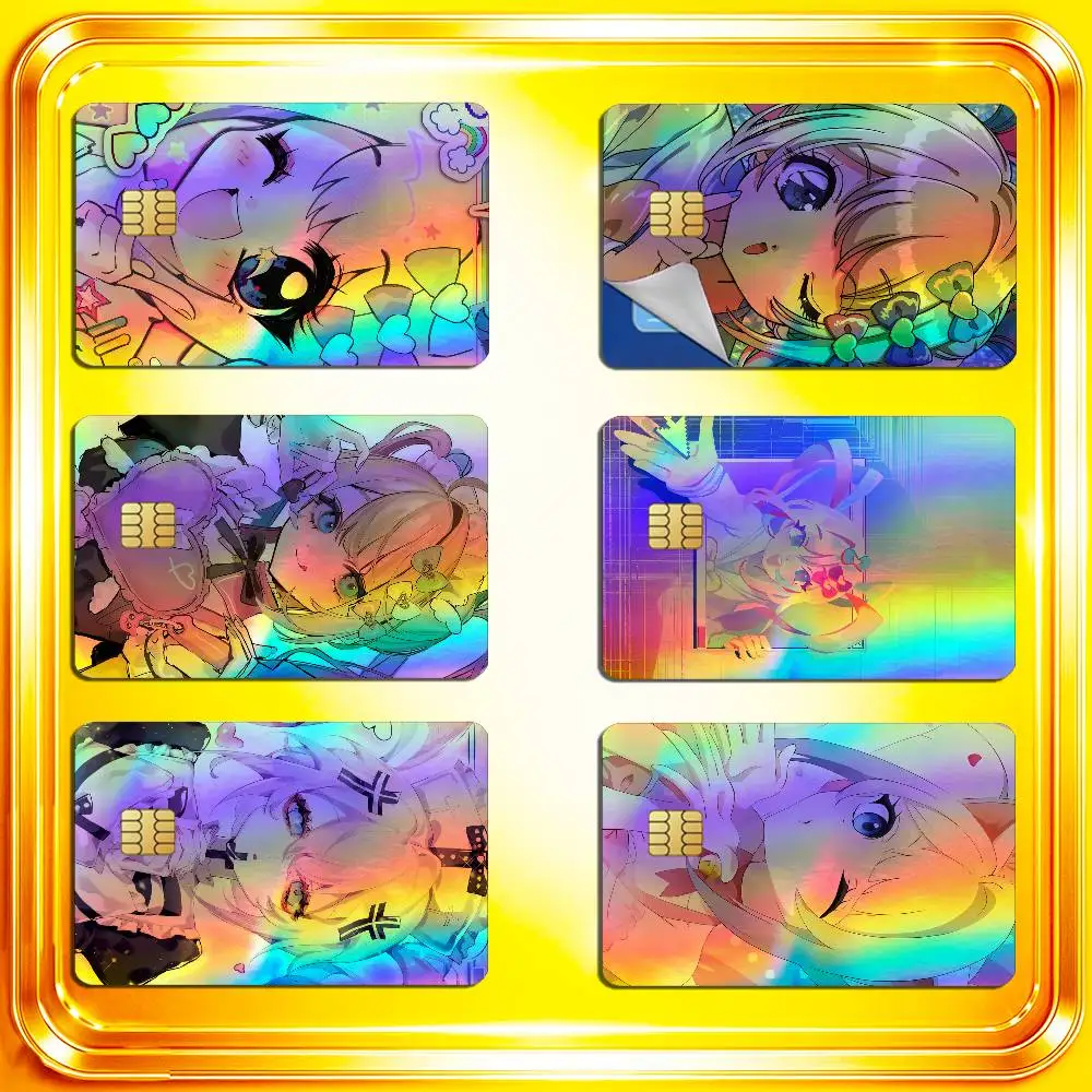 For Needy Streamer Overload KAngel Credit Bank Sticker ID Access Card Cover Skin Rainbow Color Laser Stickers Film