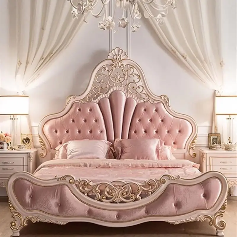 180x200cm Headboard Frames Bed 2 People Designer European King Size Double Bed Twin Wooden Full Size Luxury Bedroom Furniture