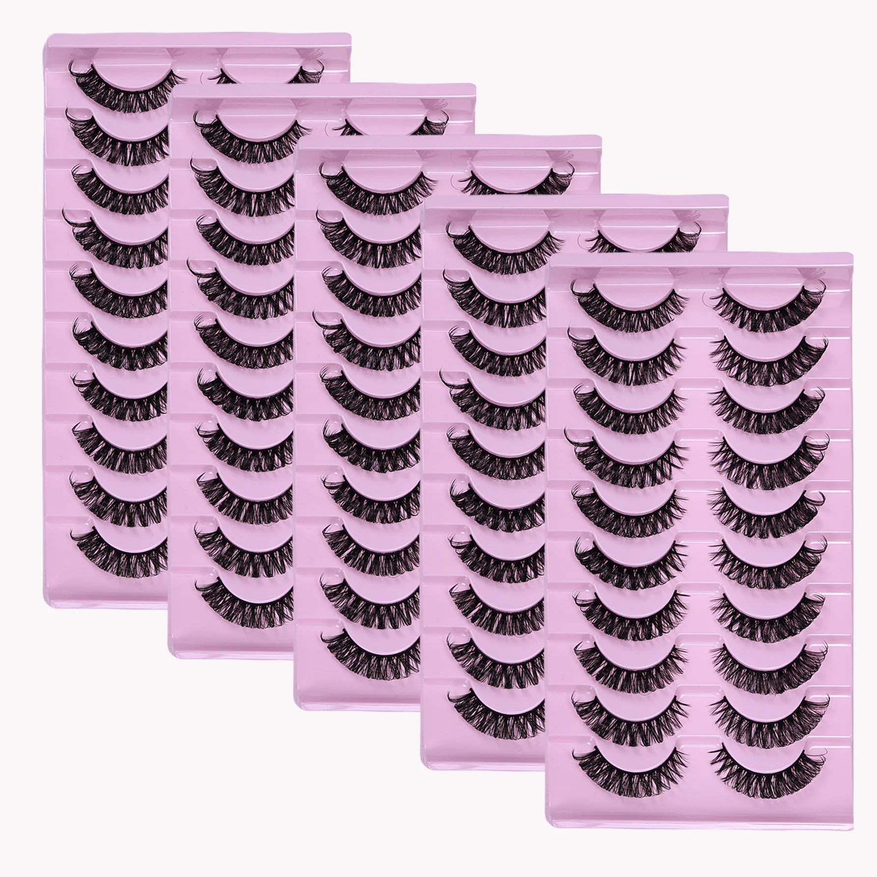 30피어/50쌍 D컬 러시안 스트립 속눈썹 풍성한 볼륨 인조 속눈썹 D컬 드라마틱 캣아이 속눈썹 메이크업 가짜 속눈썹