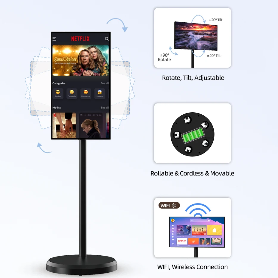 شاشة تلفزيون LED ذكية مقاس 21.5 بوصة تعمل بنظام أندرويد 13 لافتات رقمية للإعلان شاشة LCD تفاعلية تعمل باللمس تلفزيون ذكي لغرفة المعيشة في صالة الألعاب الرياضية #5