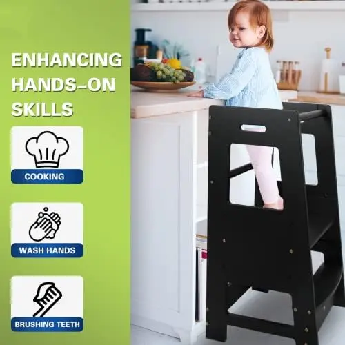 Standing Tower for Toddlers, Toddler Stool for Kitchen Counter  Kitchen Step Stool with Safety Rail Toddler Standing Tower with 