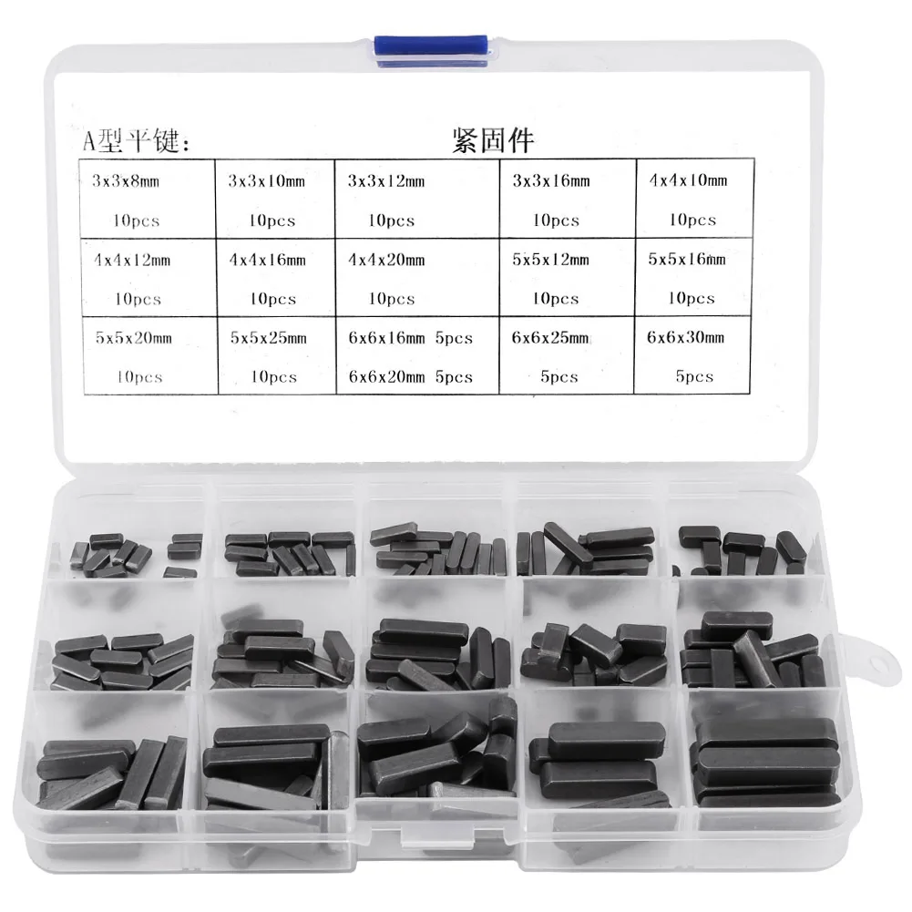140pcs Round Ended Feather Key Parallel Drive Shaft Keys Set 8mm 10mm 12mm 16mm 20mm 25mm 30mm