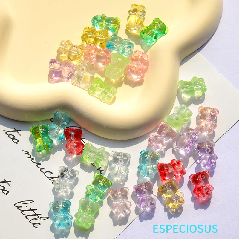 Multi Color Glass Bear Beads Charms Glittering Pendants Crystal Cute Spacer Bracelet Making Departments DIY Jewelry Accessories