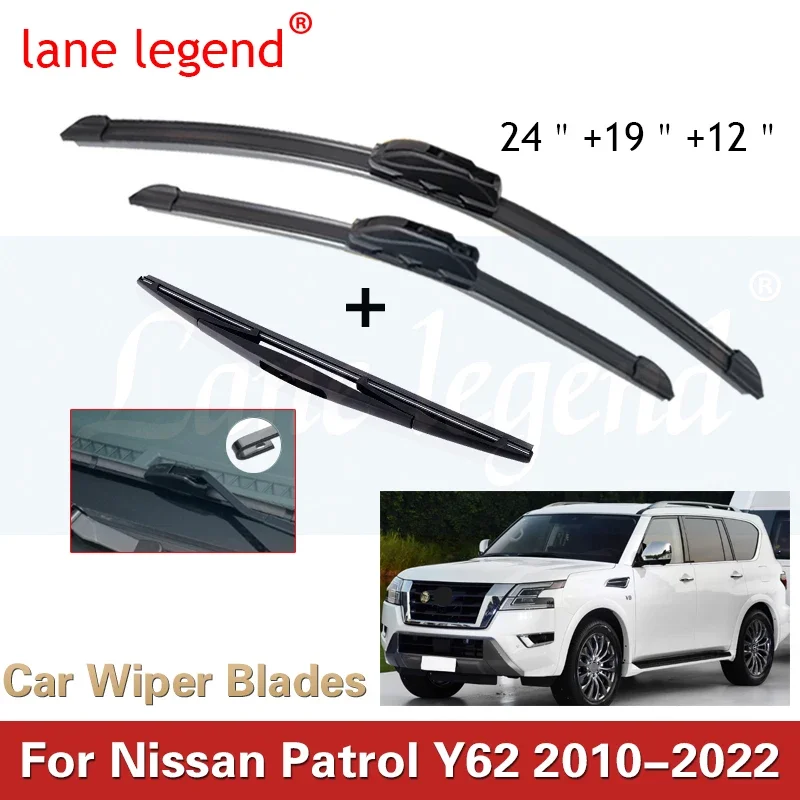 

Car Windshield Windscreen Front Rear Wiper Blade Rubber Accessories For Nissan Patrol Y62 24"19"12" 2010 - 2019 2020 2021 2022