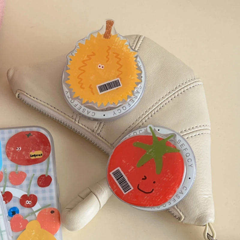 

Cute 3D Cartoon Fruit Bracket For Magsafe Tomato Durian Peach Apple Core Magnetic Holder Griptok Mobile Phone Stand Support Caqa