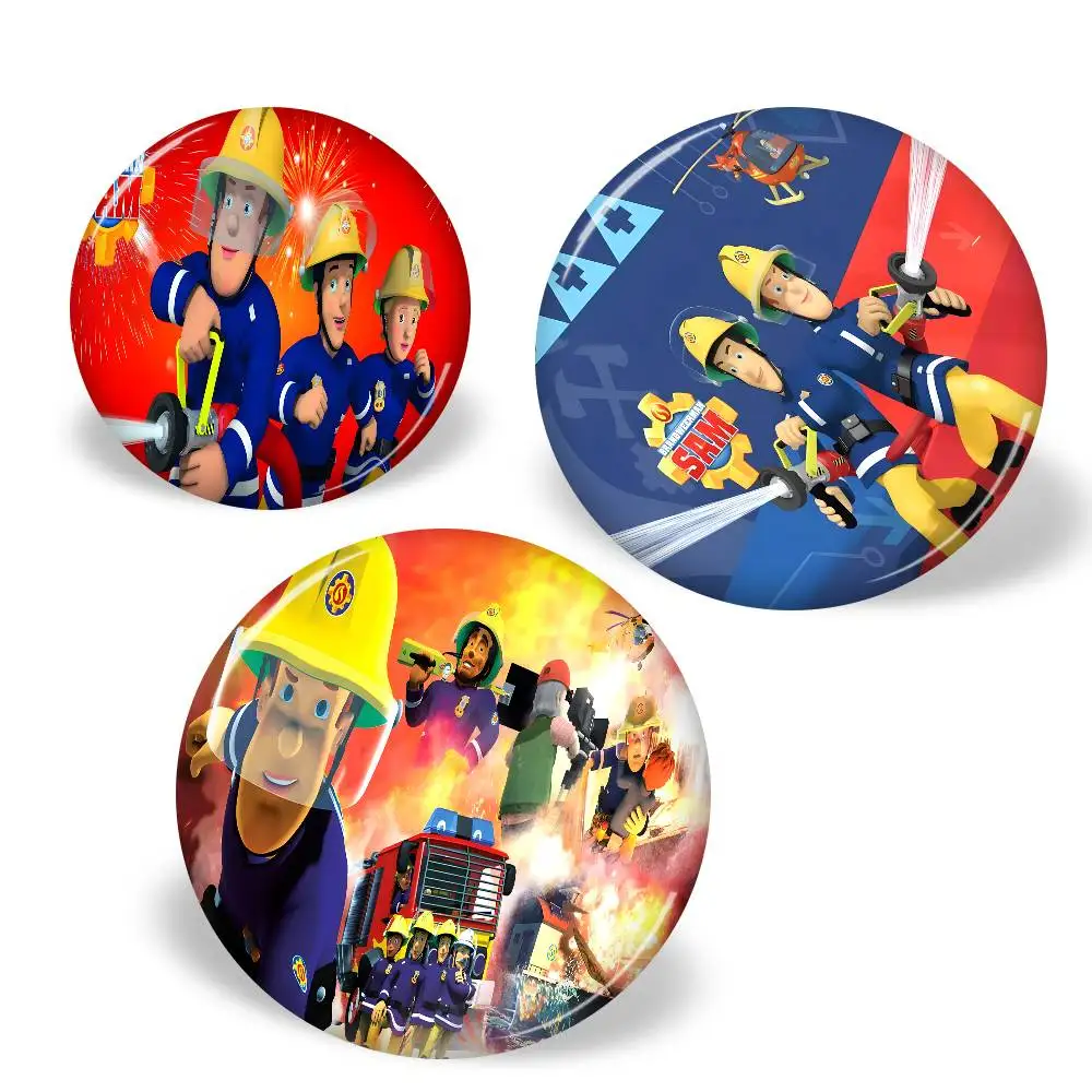 British Animated F-Fireman Sam Creative Tinplate Soft Button Pins Animal Icon Brooch Lapel Backpack Badge Accessories Pin