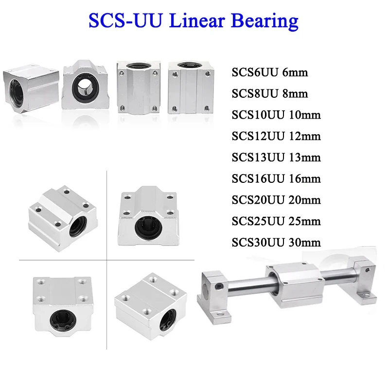 MHCNC Linear Motion Ball Bearing Slide Block SCS8/10/12/16/20UU For Linear Rail Shaft CNC 3D Printer Robot Automation Equipment