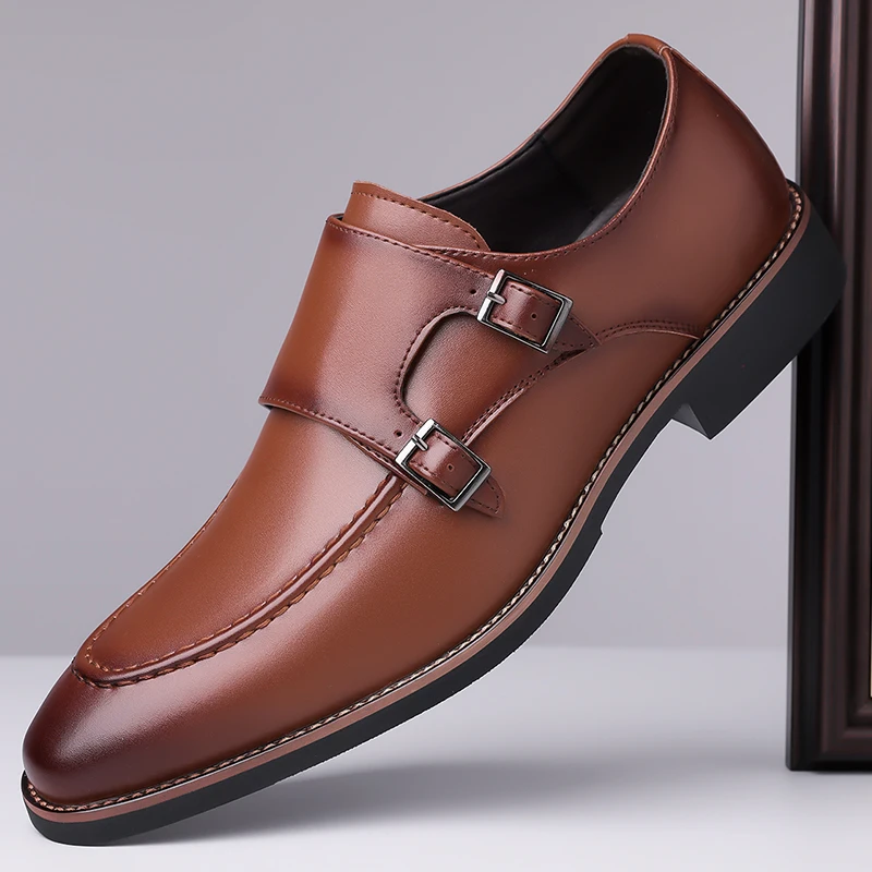 Designer Monk Strap Black Brown Casual Leather Shoes For Men Loafter Formal Wedding Dress Homecoming Zapatos