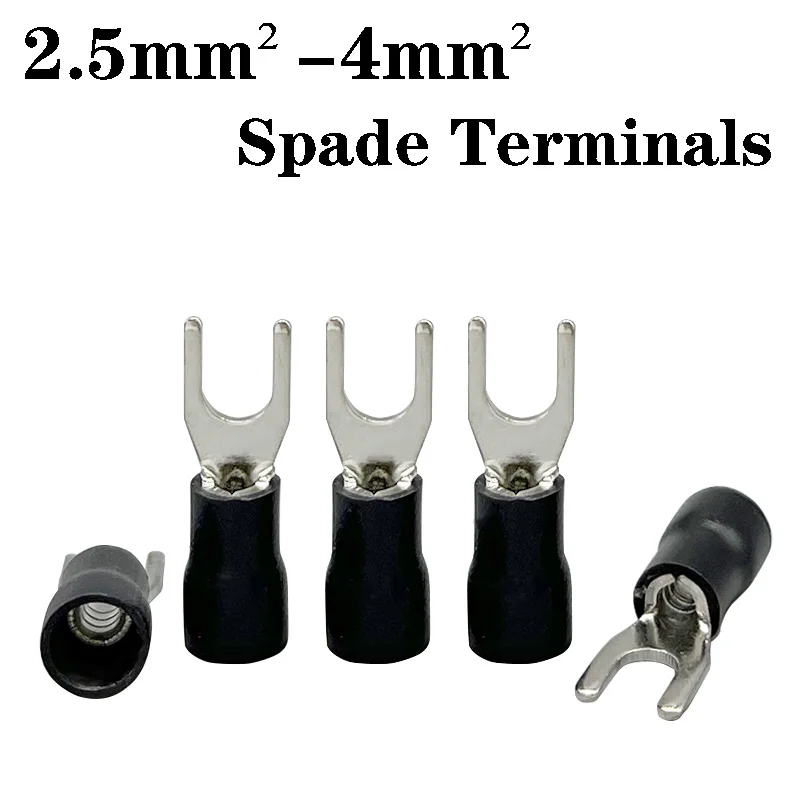 

100-500PCS U Type Electrical Crimp Terminals Pure Copper Spade Terminals SV3.5-3/4/5/6 Use For Cable 2.5-4mm Wire Connector Kit