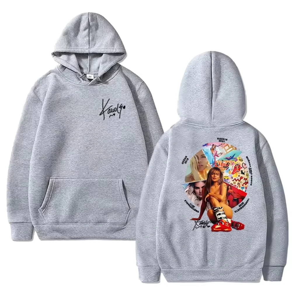 歌手カロル G トロピコケタアルバム 2025 両面プリントパーカー男性ファッション Y2k プルオーバー男性女性フリースカジュアルスウェットシャツ