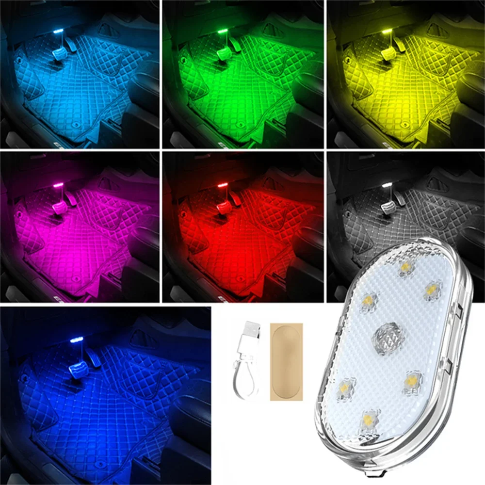 Car Mini LED Interior Mood Light USB Rechargeable Magnetic Wireless Touch Light Roof Reading Light Car Interior Accessories