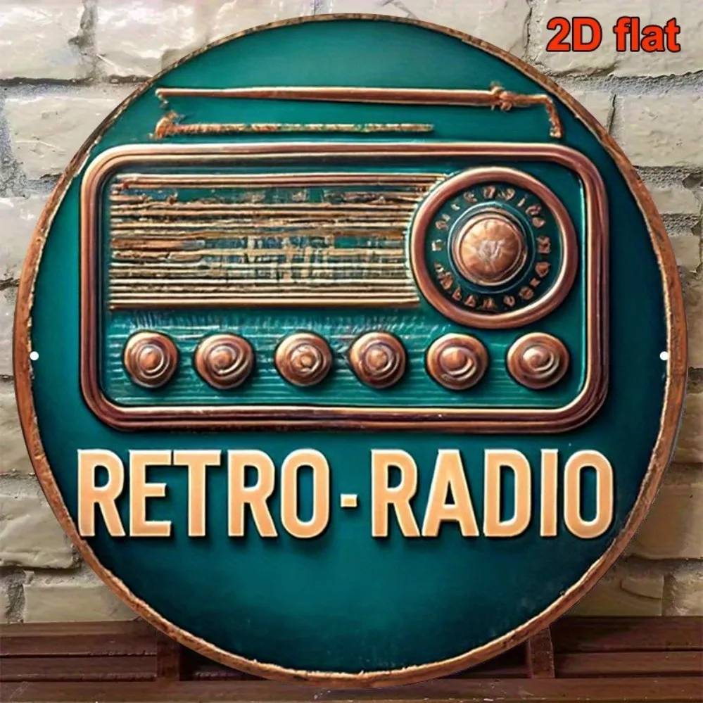 

Vintage Retro Radio Metal Wall Decor - 8x8 Inch Antique Green & Gold Design