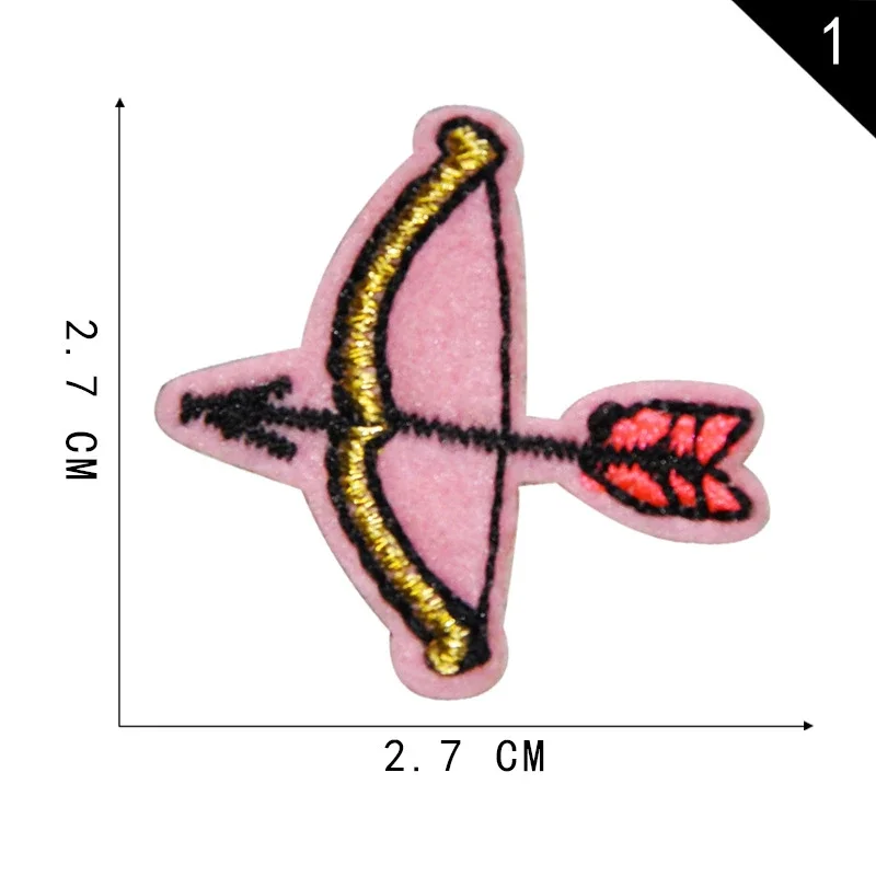 Pink Bow Arrow Love Heart Iron on Patches Embroidered Patch for Girl Woman Letter Hat Skirt Handbag Dress Clothes Badges