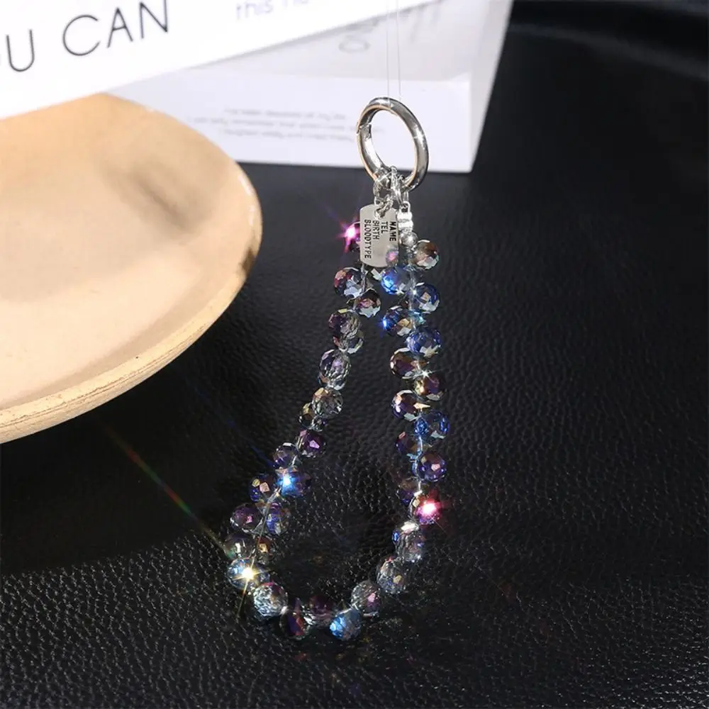 Stylish Glitter Crystal Bead Pendant Detachable Colorful Crystal Bead Keychain Transparent Phone Strap Women Girls