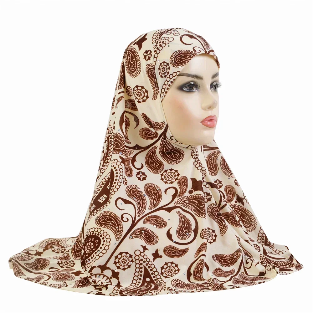 Moslim Vrouwen Hijaabs Print Tulband Pull Op Klaar Instant Sjaal Volledige Cover Sjaal Een Stuk Amira Chemo Cap Femme Islamitische hoofd Wrap