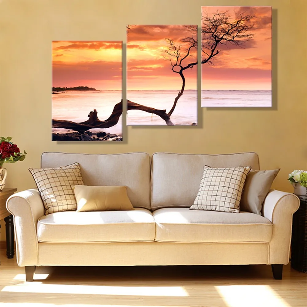 triptych diy 5d diamond painting red tree 3 pieces full square diamond mosaic embroidery sunset landscape rhinestone decoration