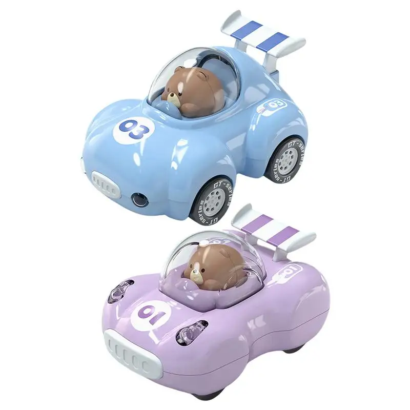 

Cute Inertia Toy Car Bear Driver Racing Car Animal Lighted Push-Car Toy Push Animal Vehicles Soft Rubber Tire For Boys Girls