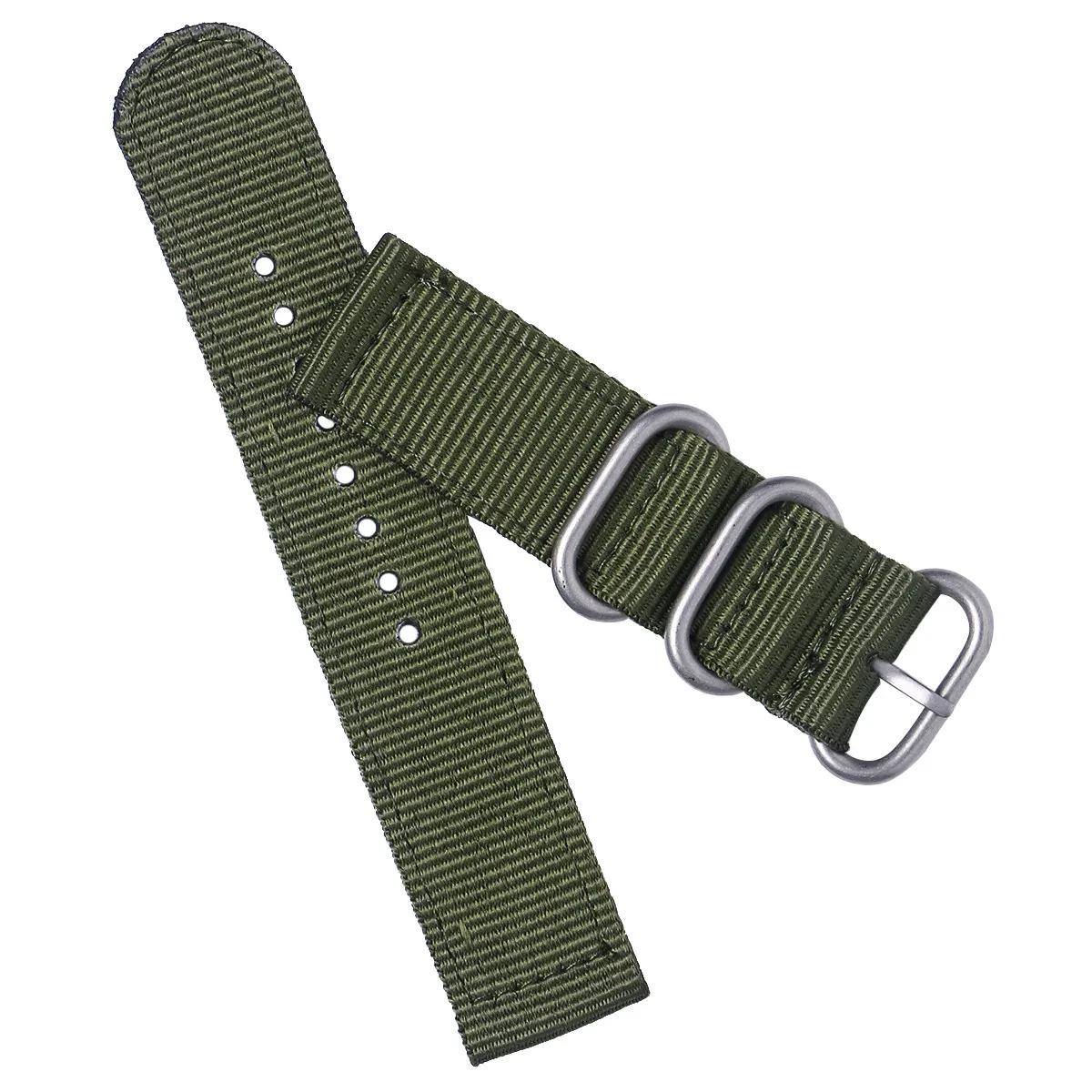 24Mm Nylon Watch Band Heavy Duty Smooth Edge Seamless Welding Comfortable Odor Free Stainless Steel Clasp Army Green