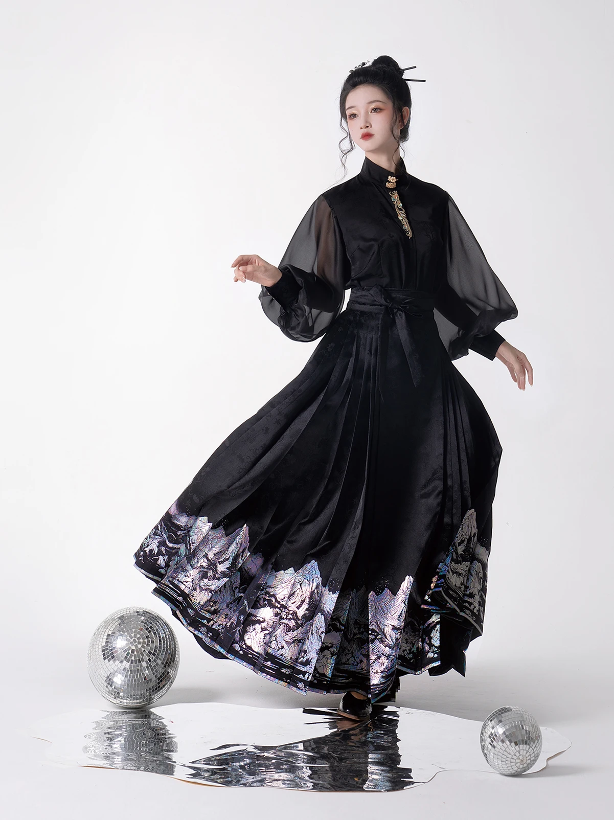 Hanfu Horse-face Skirt Women Chinese Traditional Vintage Hanfu Pleats Skirt Multiple Color Sets 2024 Work Streetwear Pleated