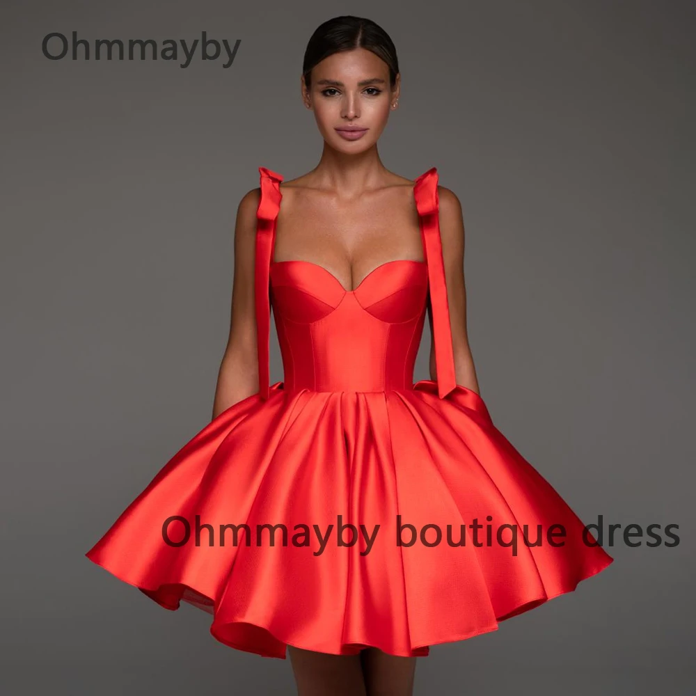 

Red Short Homecoming Dresses with Pockets Bow Sweetheart A Line Graduation Prom Dress for Teens 2024 Cocktail Party Gowns