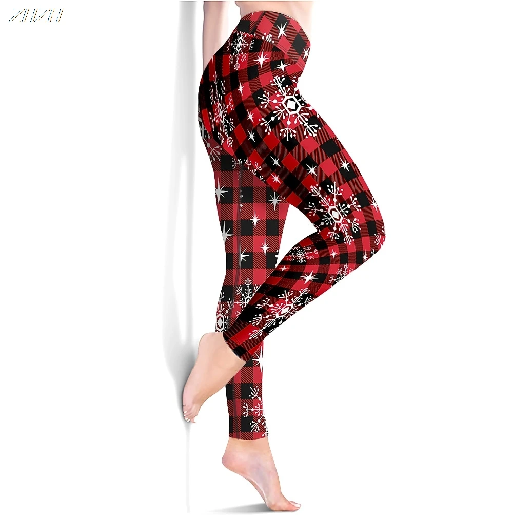 2025 Women's Yoga Pants Control High Waist Gym Running Fitness Cropped Leggings Christmas Sports Activewear High Elasticity
