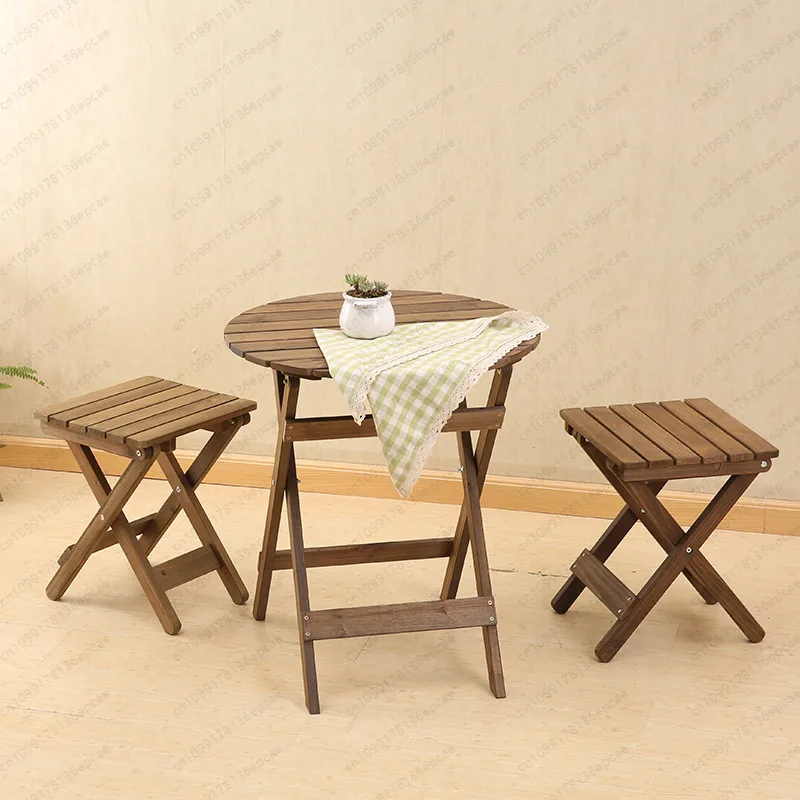 

Folding table, outdoor, portable, stall, casual set wooden balcony table and chairs