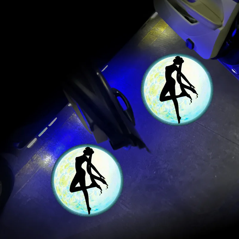 TCYATO 2pcs LEDDual-sensor car door welcome light projection night atmosphere decorative spotlight sensor switch