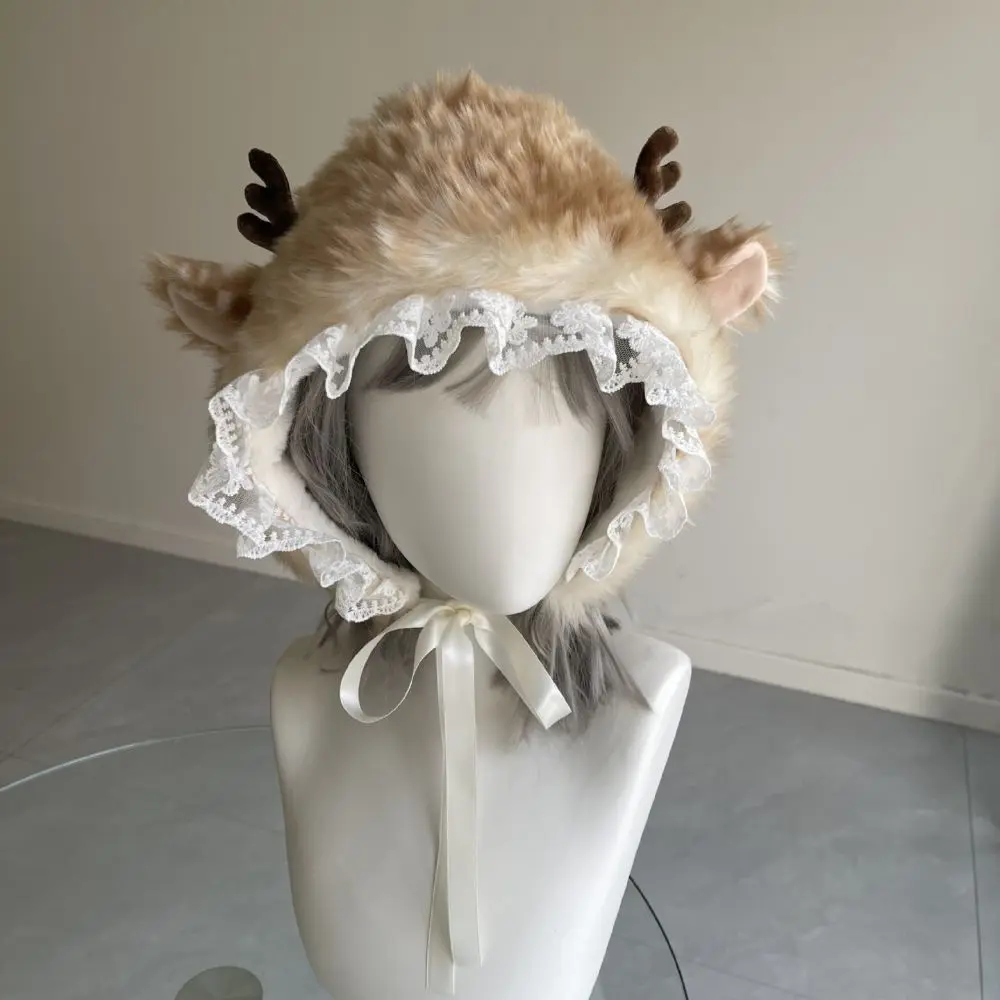 Cute Thick Deer Pattern Faux Fur Scarf Warm Leg Cover Cross-tie Scarf Cozy Skin Friendly Windproof Mink Fur Fake Collar Winter