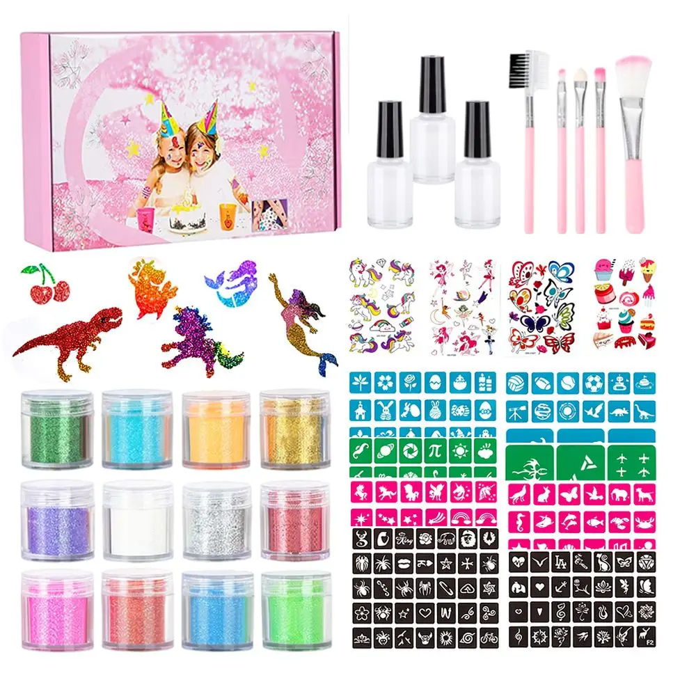 Temporary Glitter Tattoo Kit Body Painting Powder Diamond Set For Party Festive Makeup Decorative Cosmetic Beauty Art Supplies