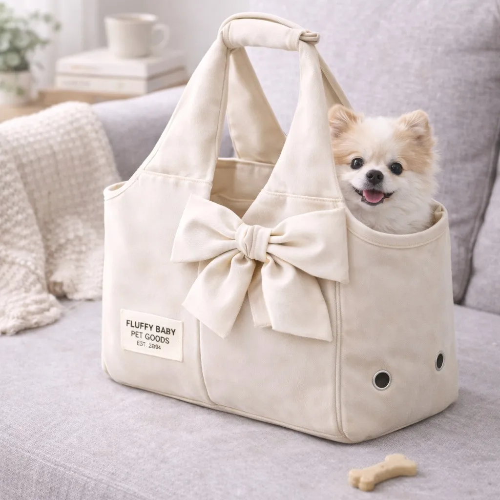 Factory Price Pet Carrier Bag Cat Travel Tote Large Capacity Shoulder Pet Bag with Bowknot for Daily & Car Use