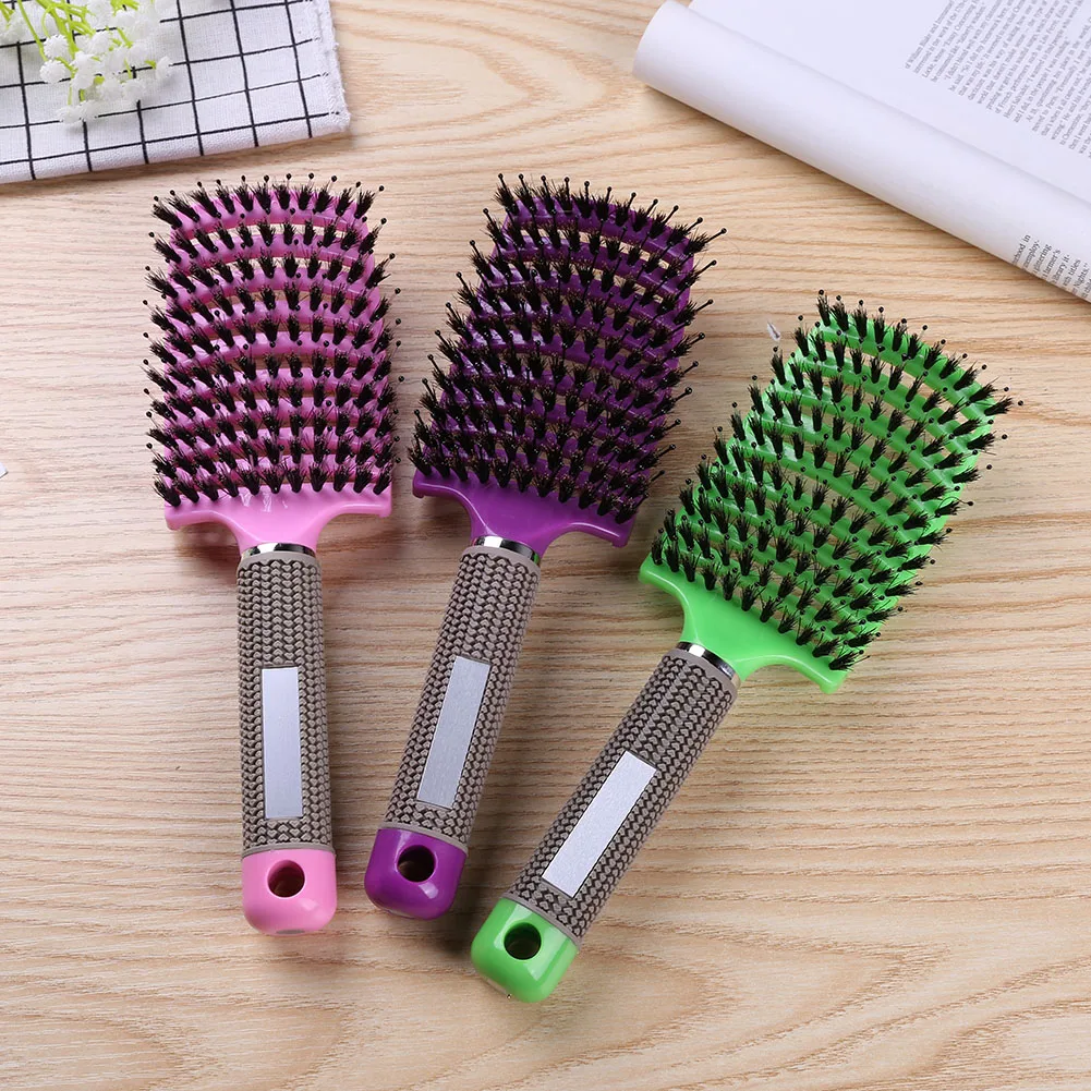 Girls Scalp Massage Comb Anti-static Hairbrush Bristle Resin Women Wet Curly Detangle Hair Brush for Salon Use