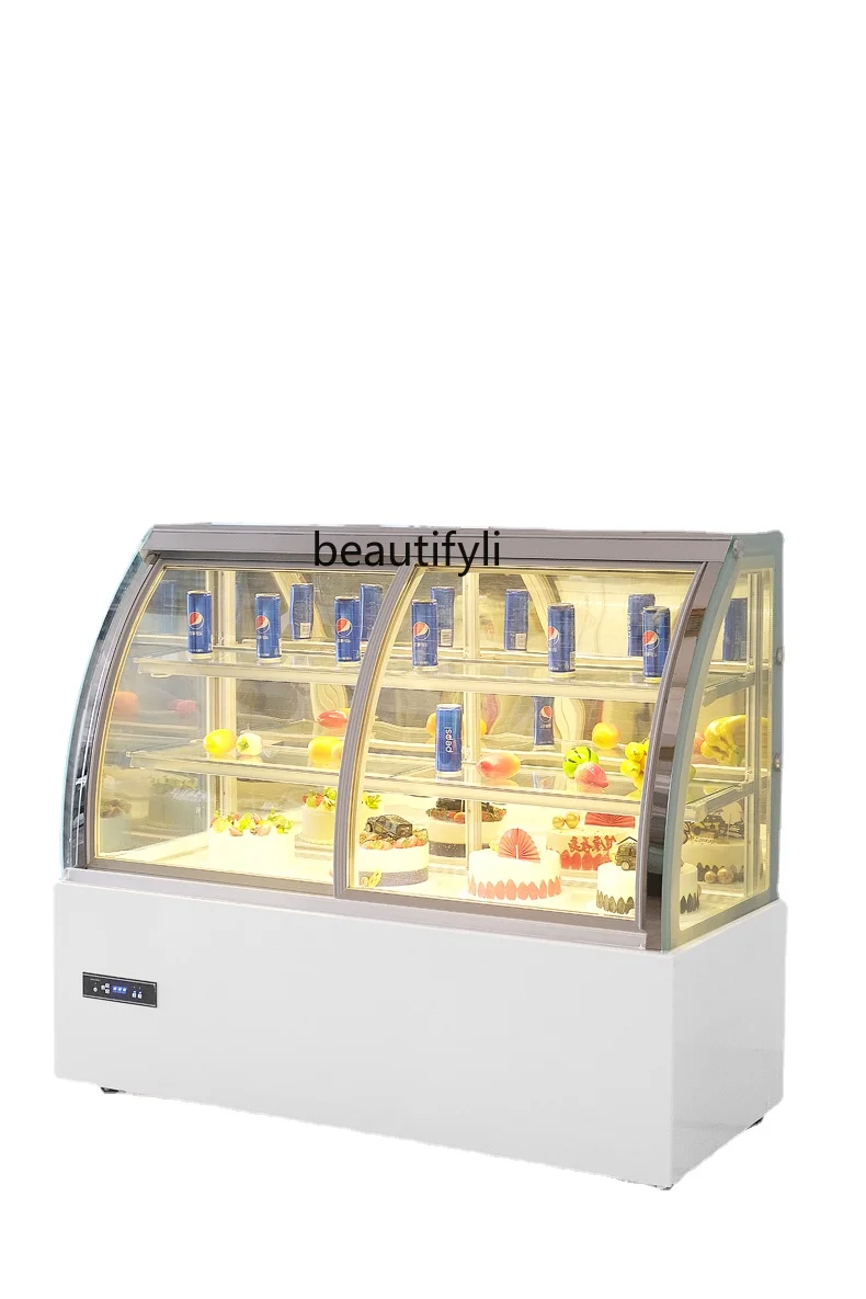 Cake Counter Refrigerated Display Cabinet Commercial Fruit Fresh Cabinet Beverage Mousse Dessert Cabinet Freezer Front Door