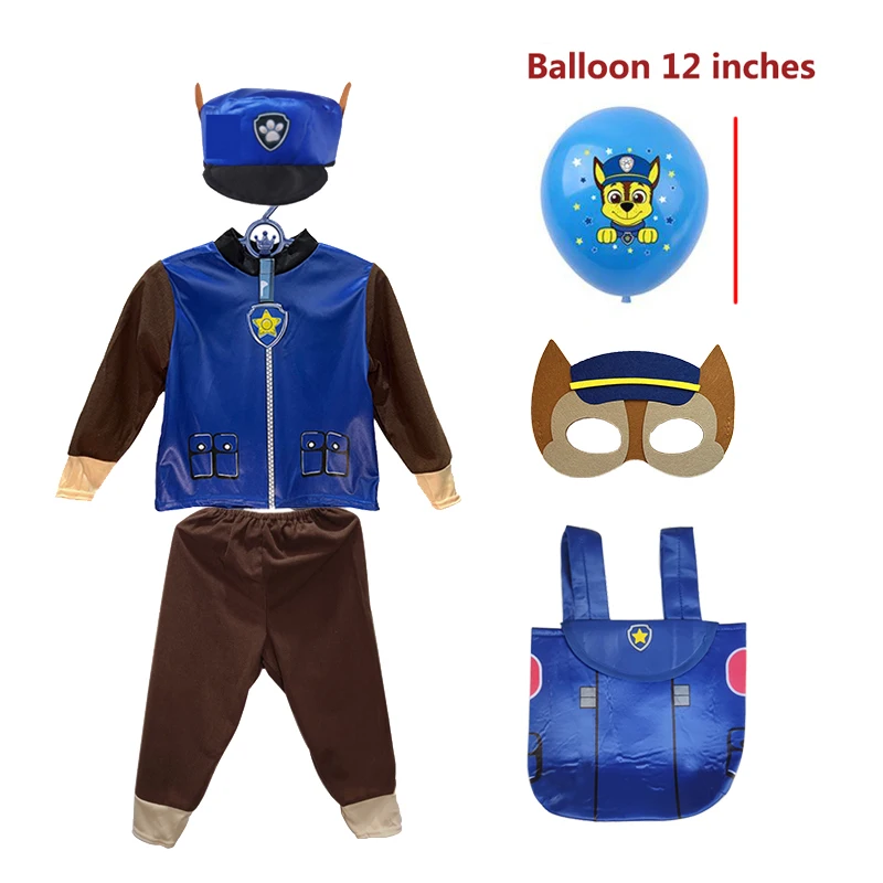 PAW Patrol Cosplay Costume Chase  Marshall  Role Play Christmas New Year Party Clothing Birthday Party Balloon